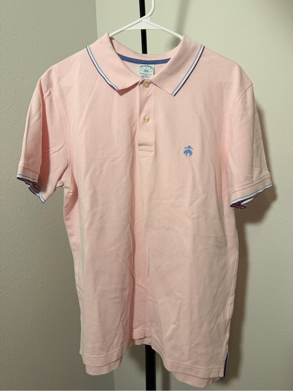 Brooks Brothers Light Pink Polo with Blue Trim